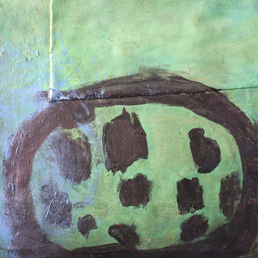 "Green & Black", oil painting & appliqués
