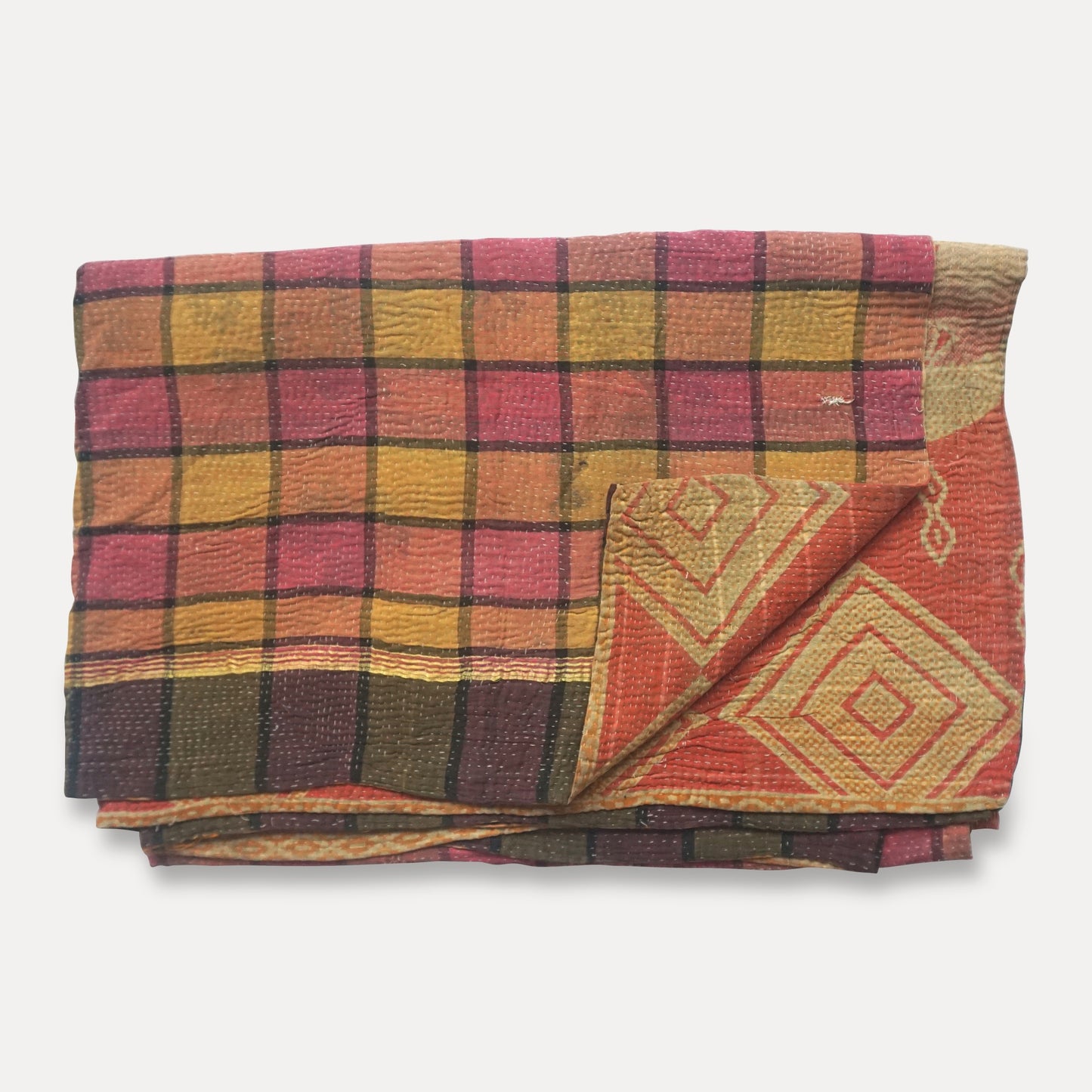 tartan kantha quilt