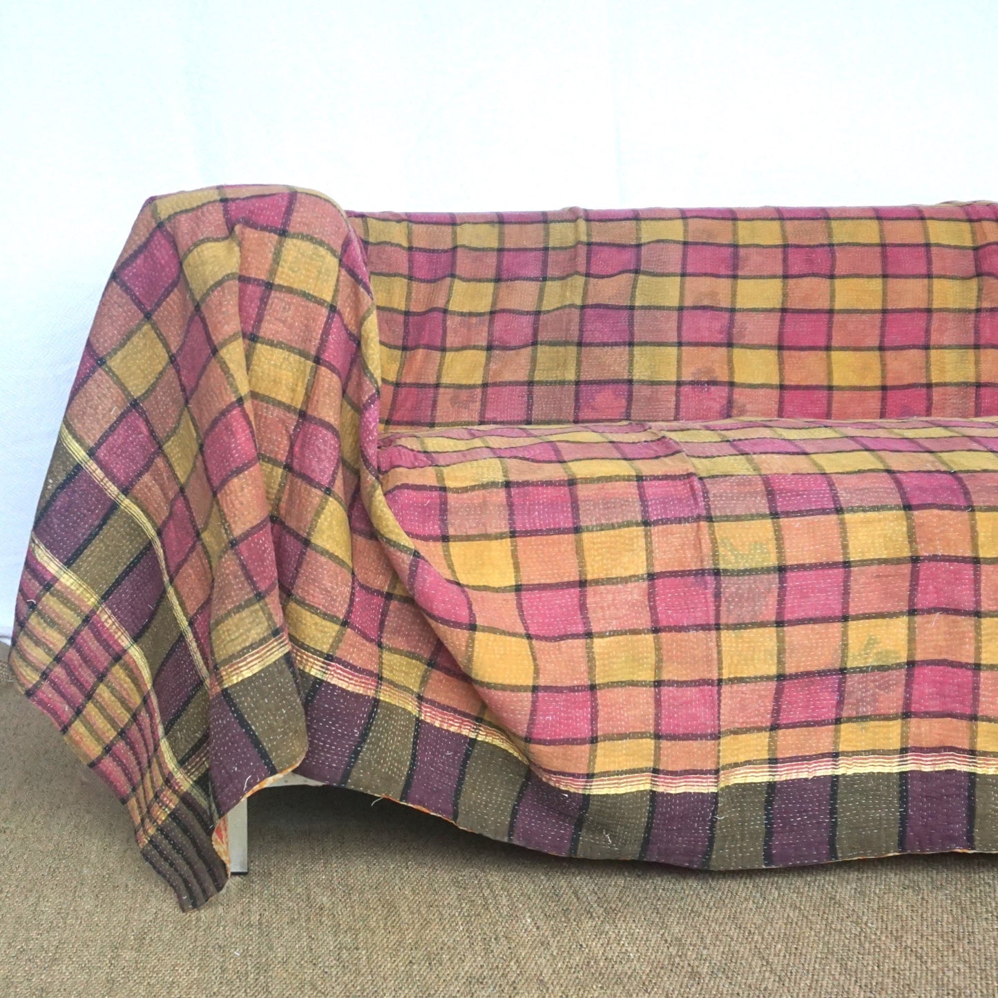 tartan kantha quilt