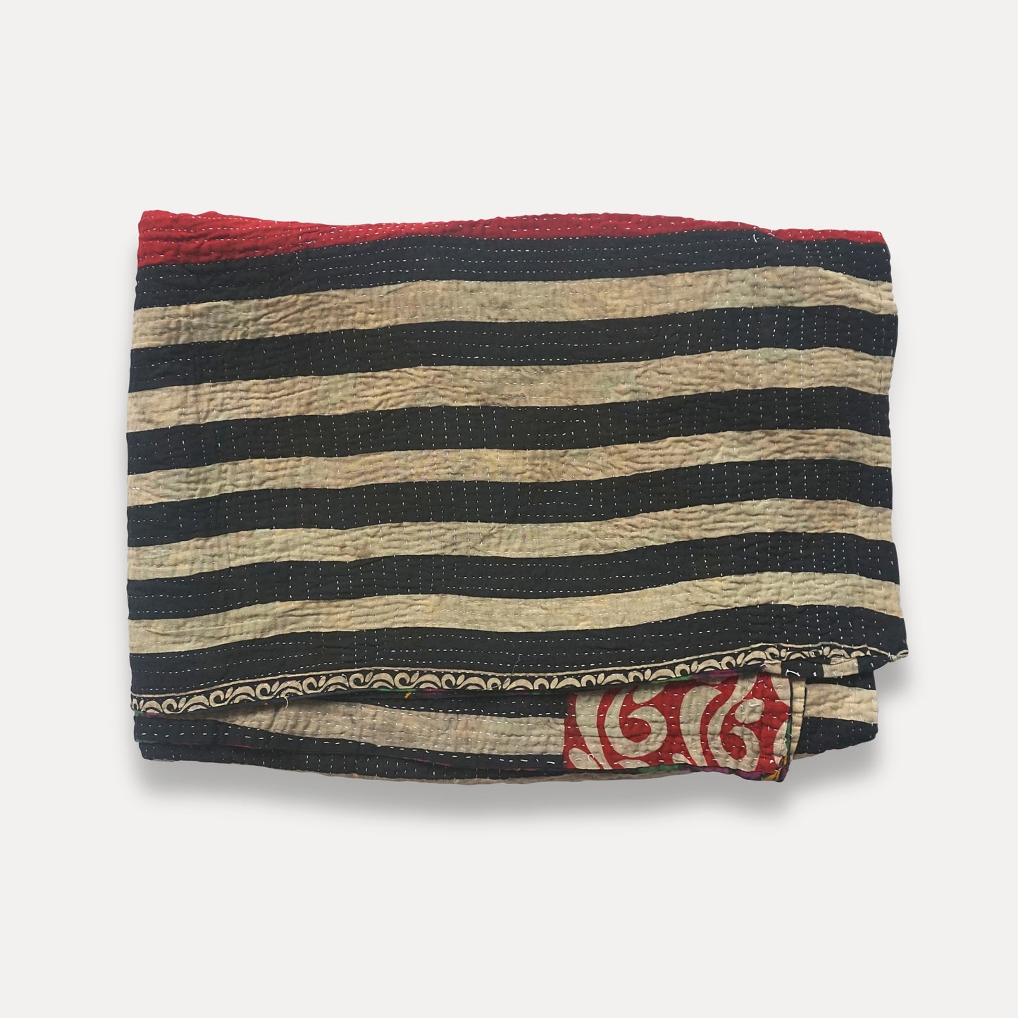 striped kantha quilt