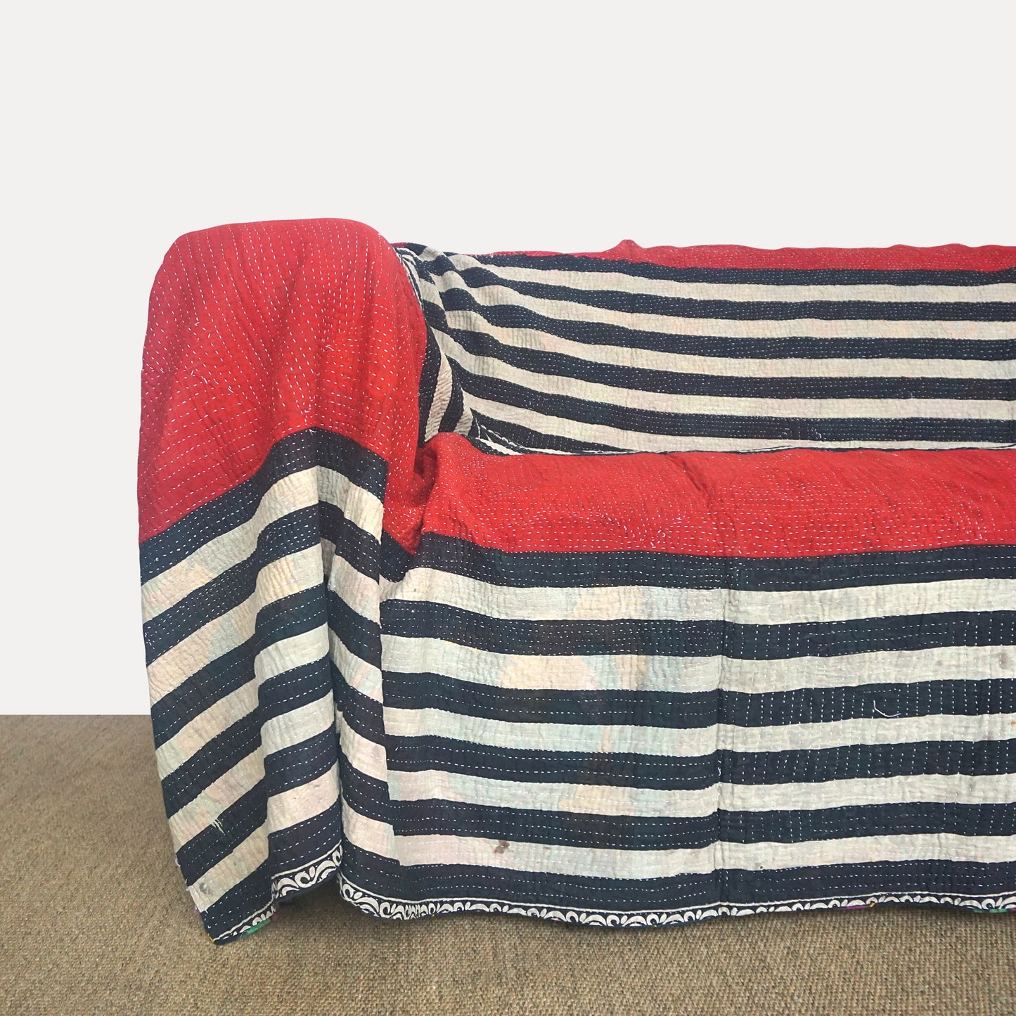 striped kantha quilt