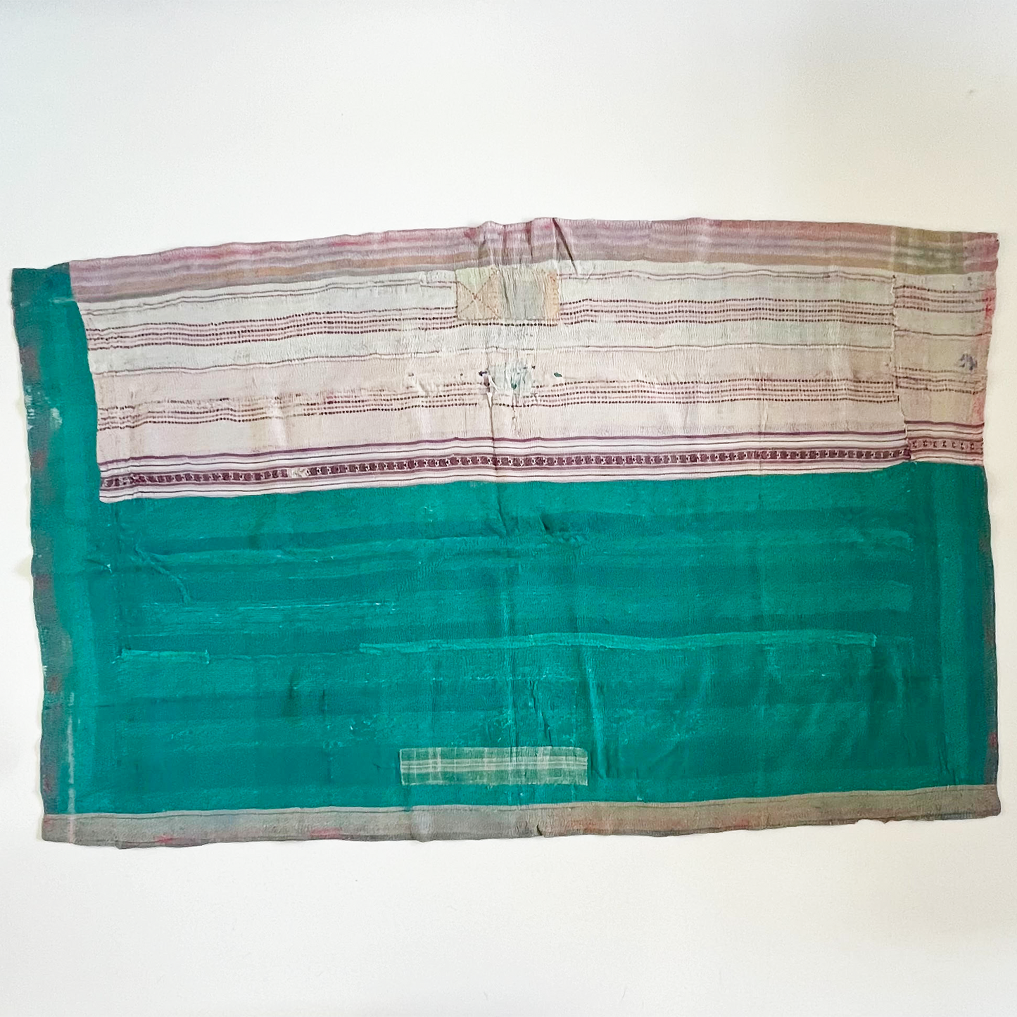 turquoise striped kantha