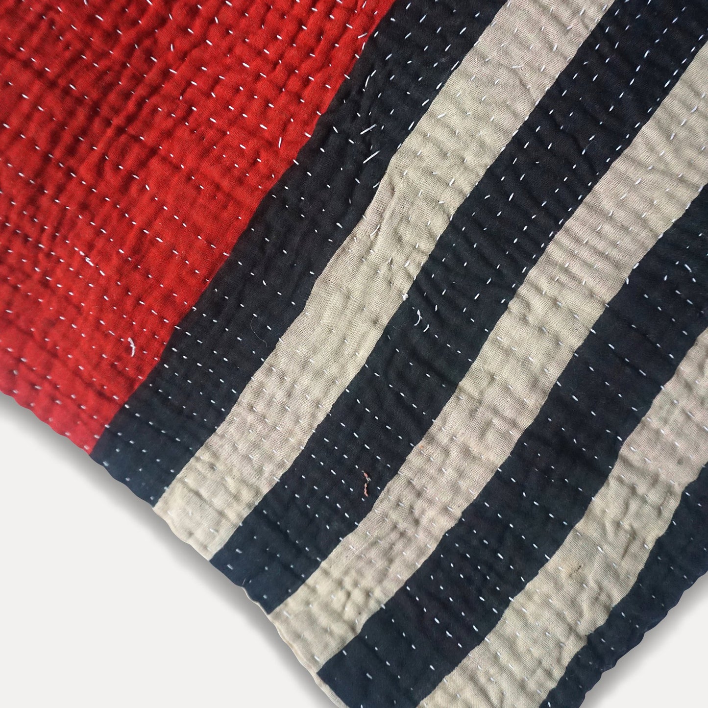 striped kantha quilt